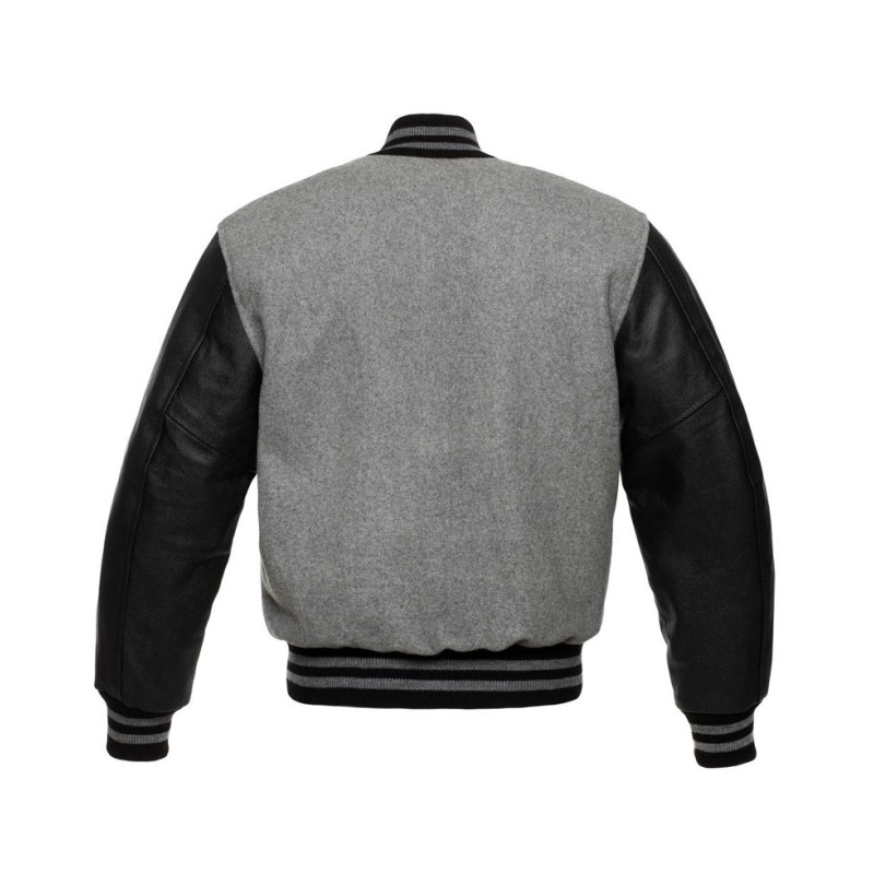 Men's Bomber Grey Wool Varsity Jacket Men's Bomber Grey Wool Varsity Jacket