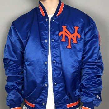 Men's New York Mets Blue Satin Jacket