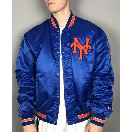 Men's New York Mets Blue Satin Jacket
