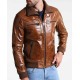 Men's Bomber Brown Shiny Leather Jacket