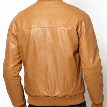 Men's Bomber Casual Wear Tan Brown Leather Jacket