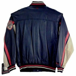 Men's FUBU Bomber Blue Leather Jacket