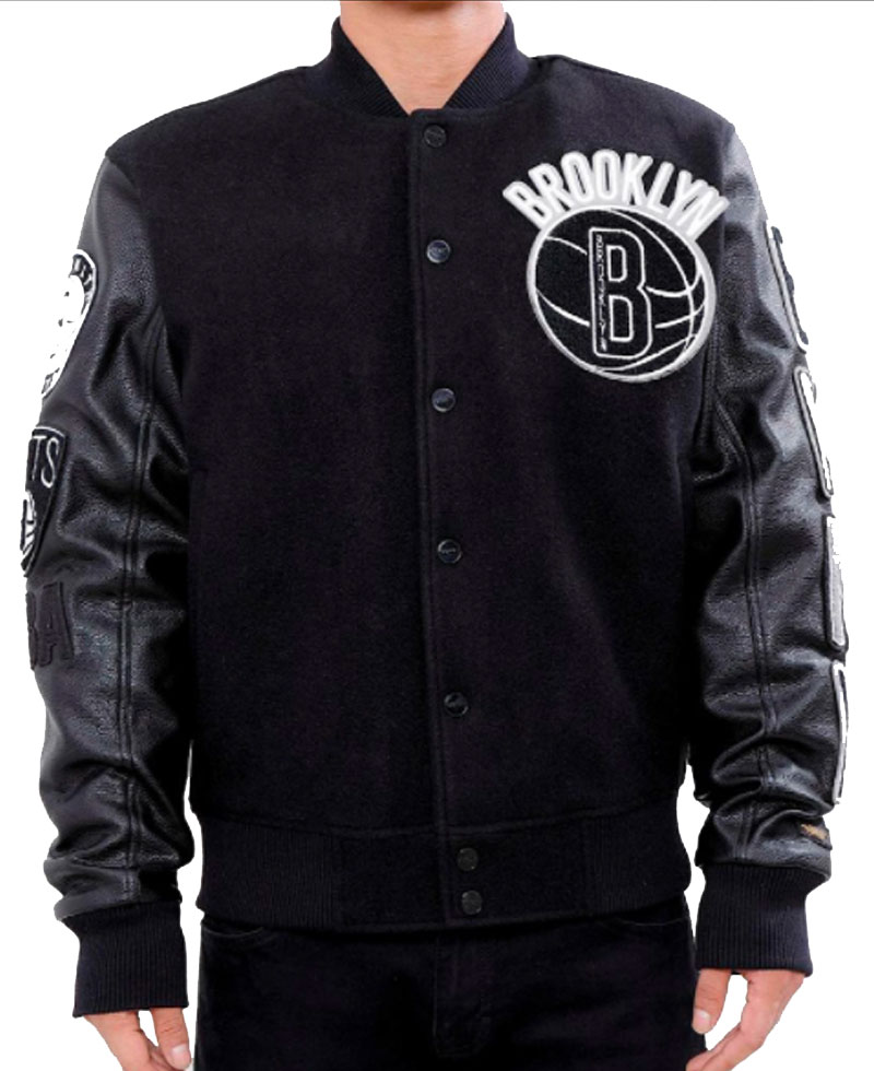 Slider Brooklyn Nets Gray Varsity Jacket