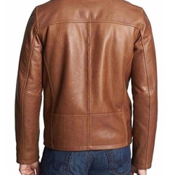 Men's Casual Wear Shirt Collar Brown Leather Jacket