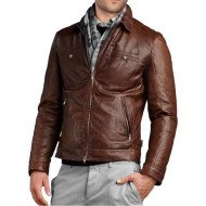 Men's Slim Fit Biker Brown Leather Jacket