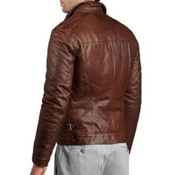 Men's Slim Fit Biker Brown Leather Jacket