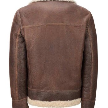 Men's Aviator Faux Shearling Brown Leather Jacket