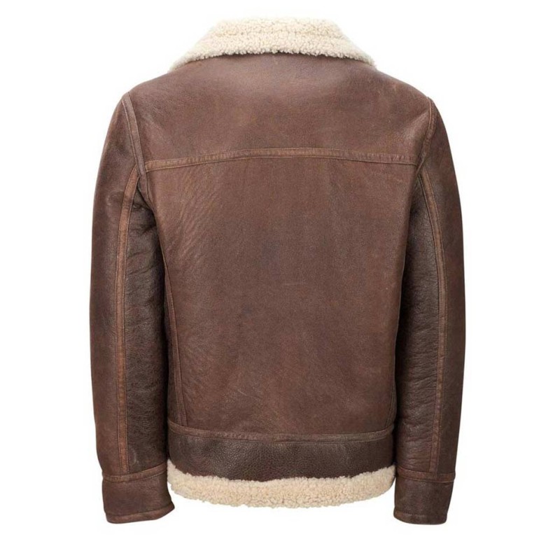 Men's Aviator Faux Shearling Brown Leather Jacket Men's Aviator Faux Shearling Brown Leather Jacket