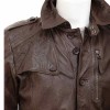 Men's Single Breasted Brown Waxed Leather Coat
