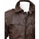 Men's Single Breasted Brown Waxed Leather Coat