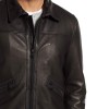 Men's Brown Real Leather Jacket with Fur Collar