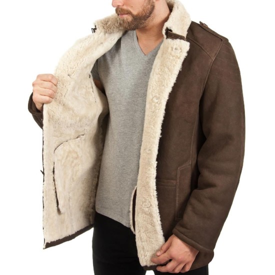 Men's Shearling Brown Sheepskin Leather Coat