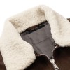 Men's Brown Suede Bomber Shearling Trim Jacket
