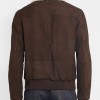 Men's Brown Suede Bomber Shearling Trim Jacket