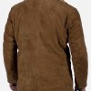 Men's Brown Suede Leather Jacket with Faux Fur