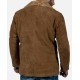Men's Brown Suede Leather Jacket with Faux Fur