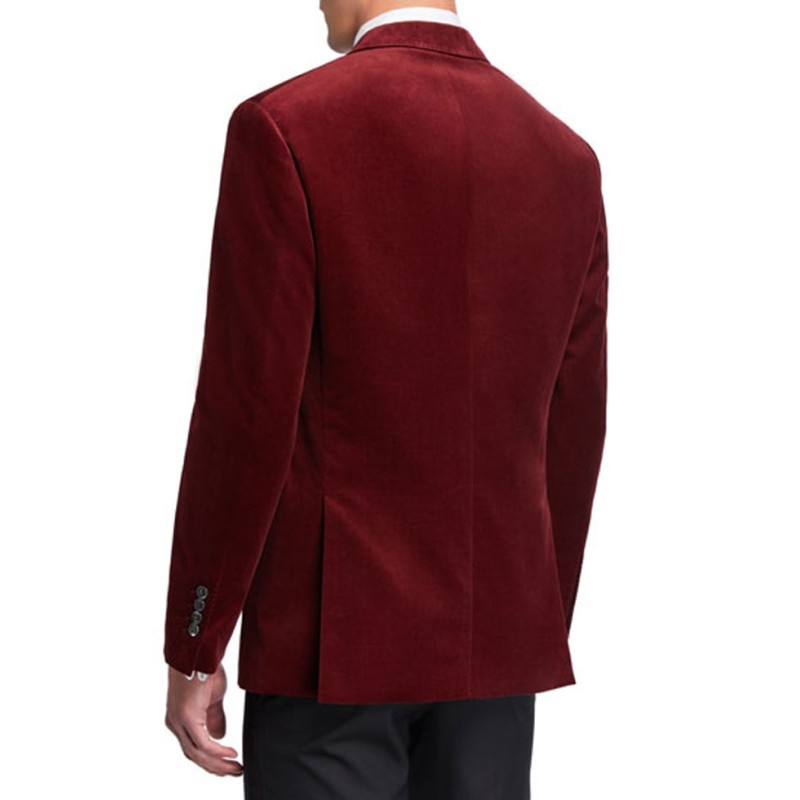 Men's Dinner Red Velvet Peak-Lapel Jacket Men's Dinner Red Velvet Peak-Lapel Jacket