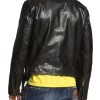 Men's Double Zipper and Button Closure Leather Jacket
