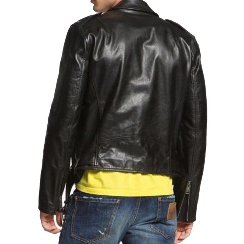 Men's Double Zipper and Button Closure Leather Jacket Men's Double Zipper and Button Closure Leather Jacket