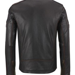 Men's Cafe Racer Stripe Brown Leather Jacket
