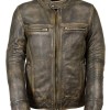 Men's Cafe Racer Brown Waxed Leather Jacket Men's Cafe Racer Brown Waxed Leather Jacket