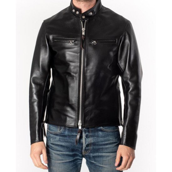 Men's Motorcycle Iron Heart Black Leather Jacket