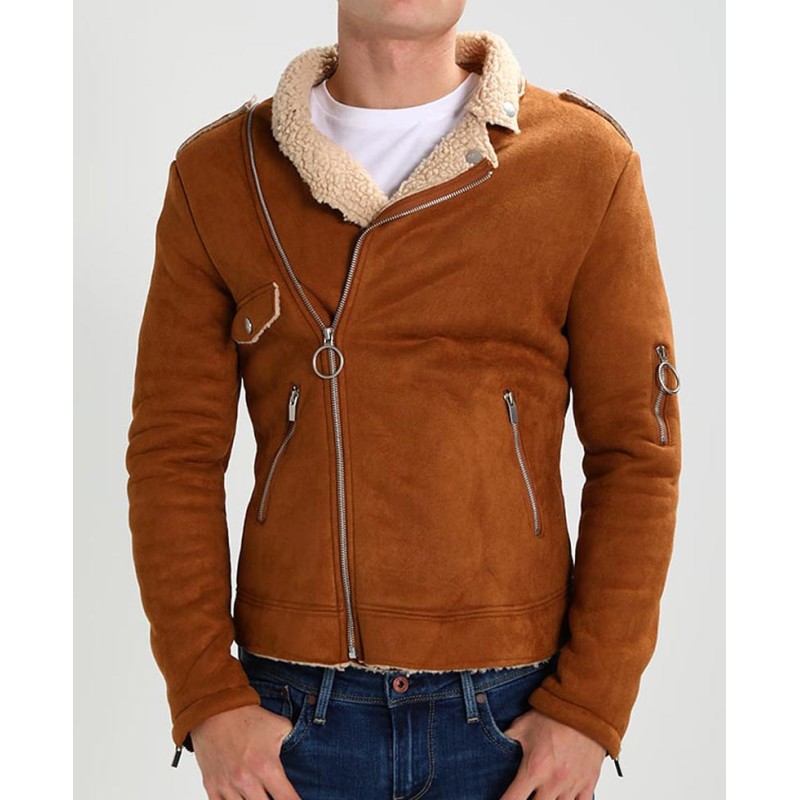 Men's Camel Brown Suede Motorcycle Jacket Men's Camel Brown Suede Motorcycle Jacket
