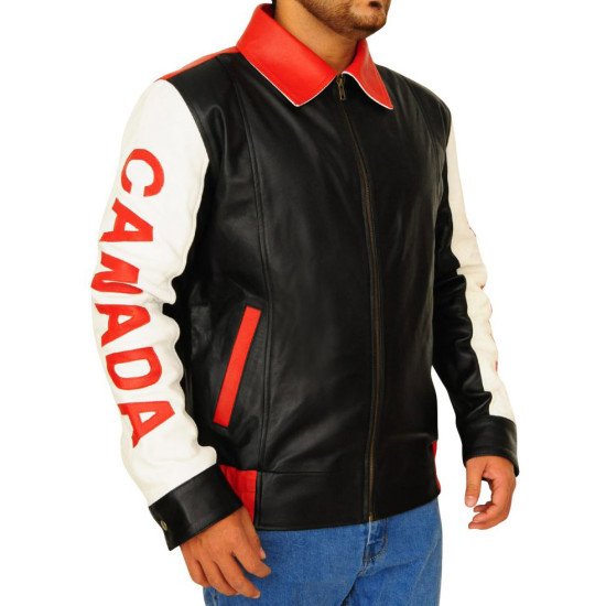 Men's Canadian Flag Leather Jacket