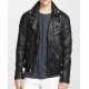 Men's Biker Asymmetrical Black Leather Jacket