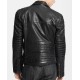 Men's Biker Asymmetrical Black Leather Jacket