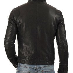 Men's Fashion Casual Black Leather Jacket