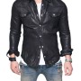 Men's Shirt Collar Casual Lambskin Leather Jacket