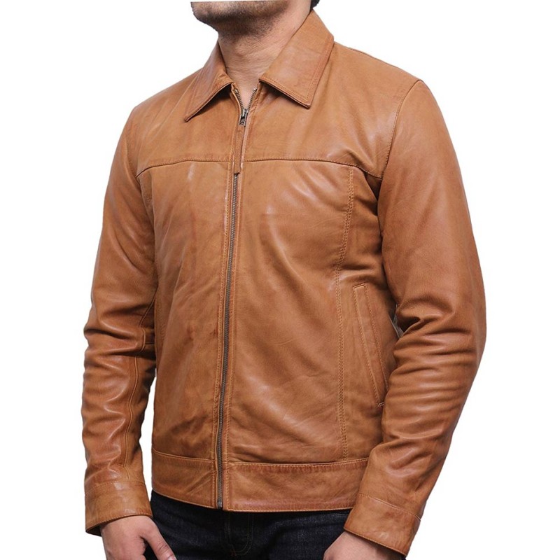 Men's Shirt Collar Casual Tan Brown Jacket Men's Shirt Collar Casual Tan Brown Jacket