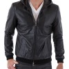 Men's Casual Black Hooded Leather Jacket Men's Casual Black Hooded Leather Jacket