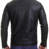 Men's Casual Slim Fit Padded Black Leather Jacket