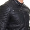 Men's Casual Slim Fit Padded Black Leather Jacket