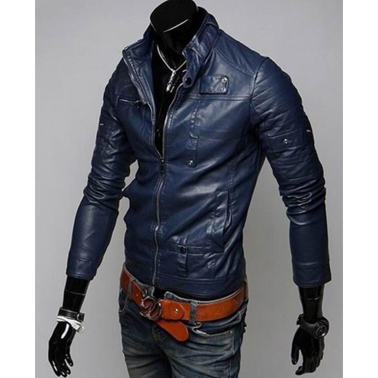 Men's Slim Fit Multi Colors Option Casual Wear Leather Jacket
