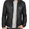 Men's Casual Stand Up Collar Casual Black Jacket