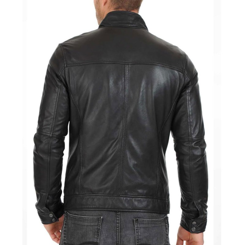 Men's Casual Stand Up Collar Casual Black Jacket Men's Casual Stand Up Collar Casual Black Jacket