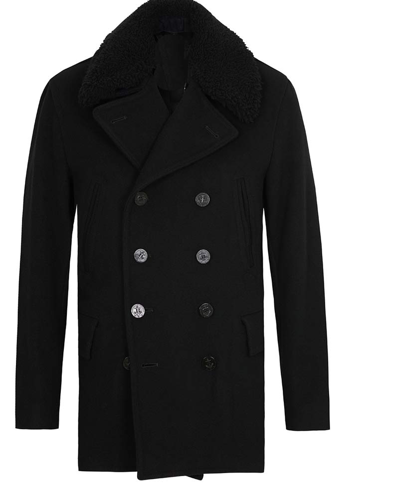 mens long black peacoat