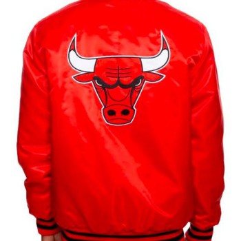 Men's Chicago Bulls Bomber Satin Red Jacket