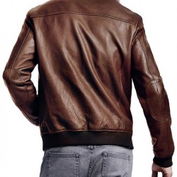 Men's Bomber Chocolate Brown Leather Jacket