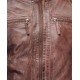 Biker Style Men's Distressed Leather Brown Jacket