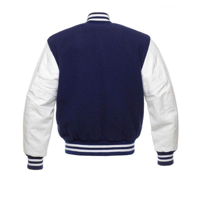 Men's College Varsity White and Navy Jacket Men's College Varsity White and Navy Jacket