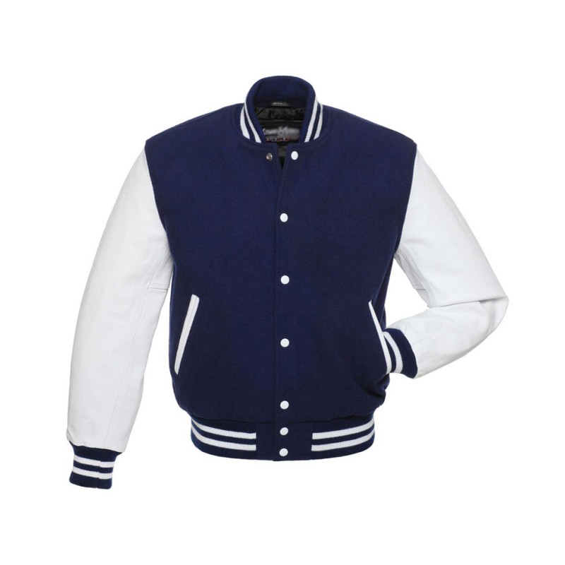 Men's College Varsity White and Navy Jacket Men's College Varsity White and Navy Jacket