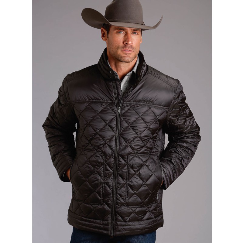 Men's Cowboy Quilted Black Down Jacket Men's Cowboy Quilted Black Down Jacket