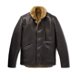 Men's Dark Brown Leather Shearling Lined Jacket