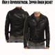 Men's Asymmetrical Design Cropped Biker Black Leather Jacket
