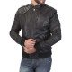 Men's Black Leather Designer Bomber Jacket