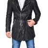 Men's Mid Length Designer Black Leather Jacket Men's Mid Length Designer Black Leather Jacket